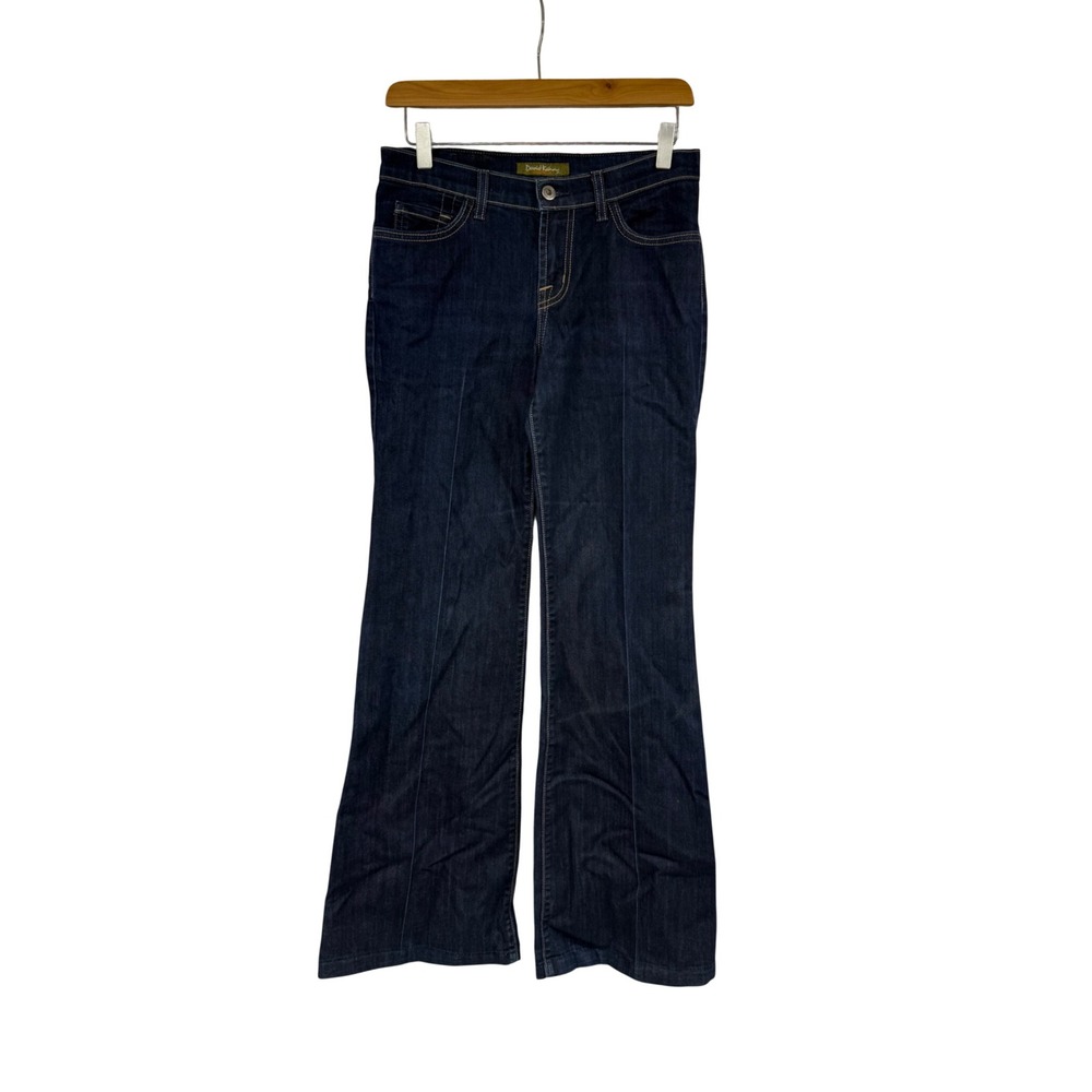 David Kahn Womens Flare Leg Jeans Dark Wash Indigo Denim Made in USA Size 26